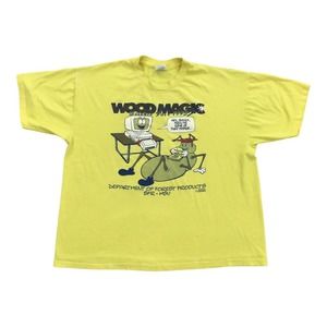 Vintage 1995 Single Stitch MSU Science Fair Wood Short Sleeve T-Shirt XL Yellow